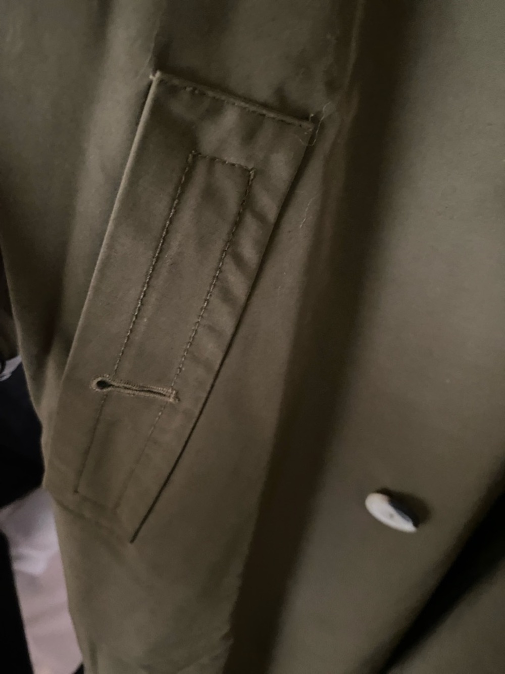 Amour Vert Olive Green Double-Breasted Trench Coat - Picture 3 of 6